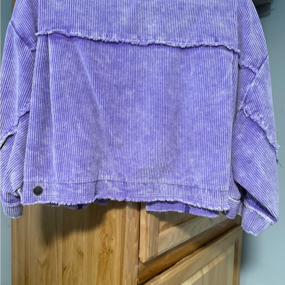 POL Purple cropped Jacket with Vintage Corduroy Texture - Picture 2 of 3
